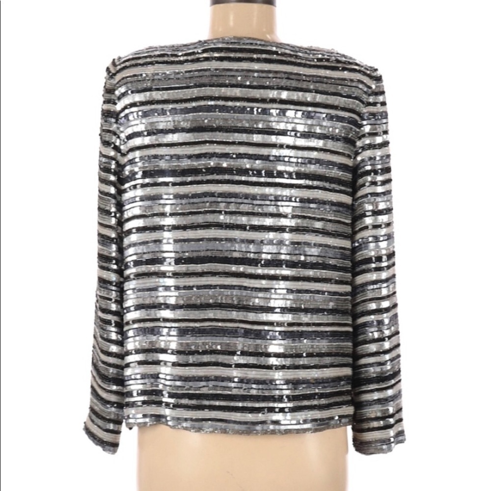 Scala Vintage Sequin Black & Silver Trophy Jacket - Picture 4 of 8